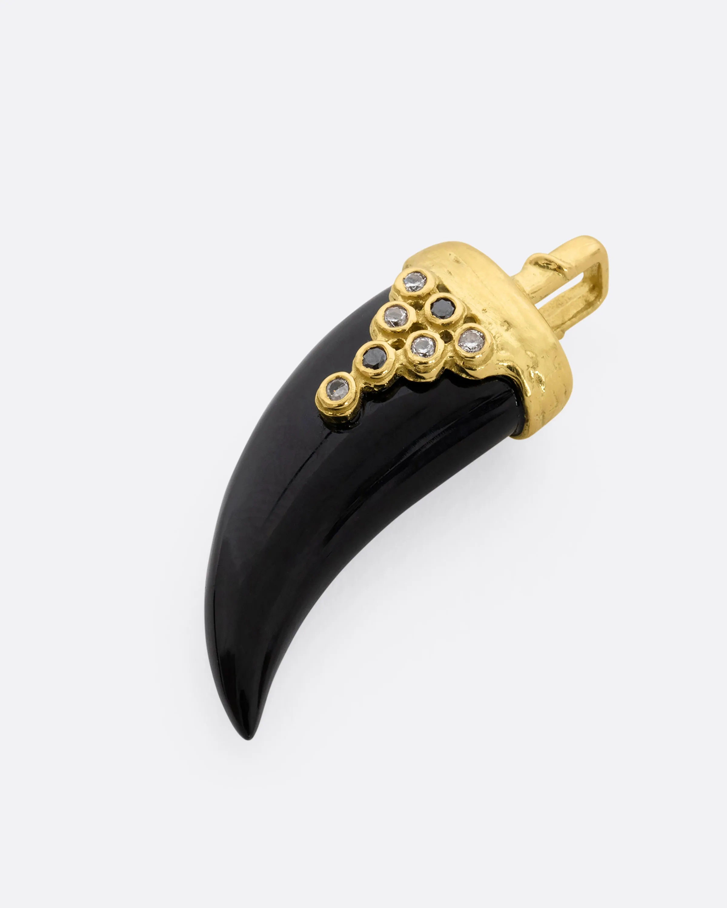 Luck Horn Onyx and Diamond Charm