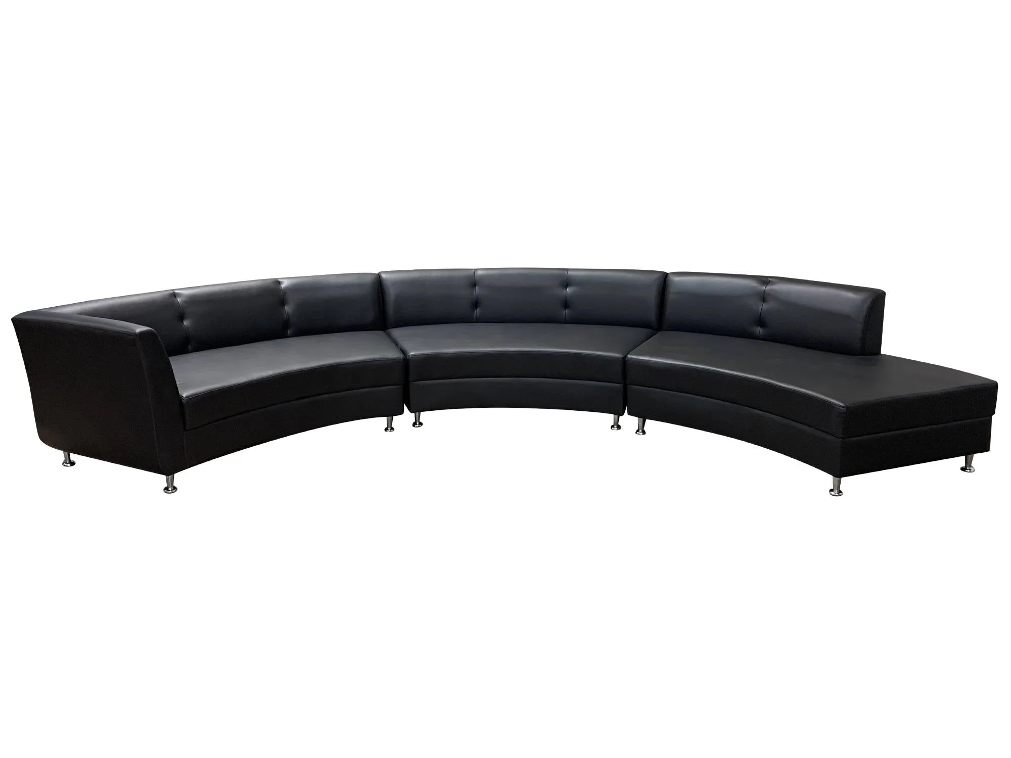 LUXURY 3PC SEMI-BACK SOFA - BLACK