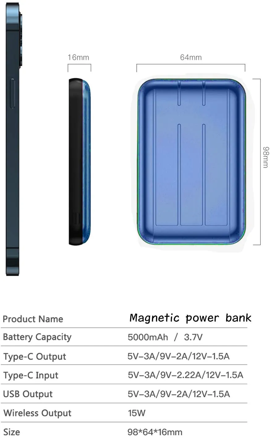 MAGNETIC WIRELESS POWER BANK 5000mAh