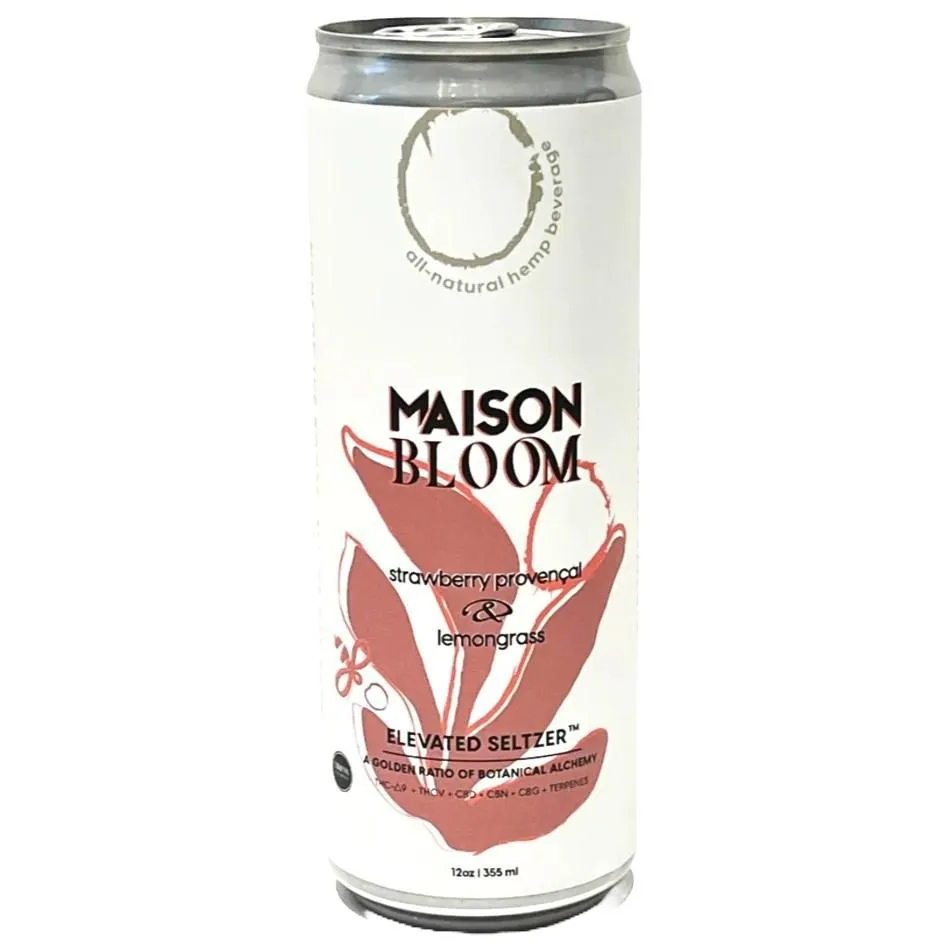 Maison Bloom - 'Strawberry Provencal & Lemongrasss' Non-Alcoholic CBD Seltzer (12OZ)