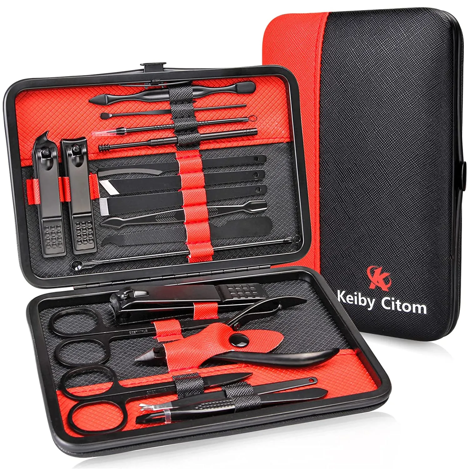 Manicure Set Professional Nail Clippers Kit Pedicure Care Tools- Stainless Steel Women Grooming Kit 18Pcs for Travel or Home (Pink)