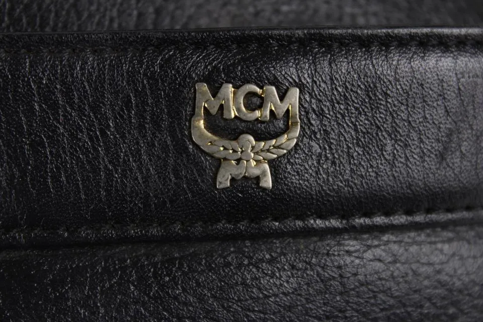 MCM Black Leather Drawstring Bucket Hobo 8mcm1228