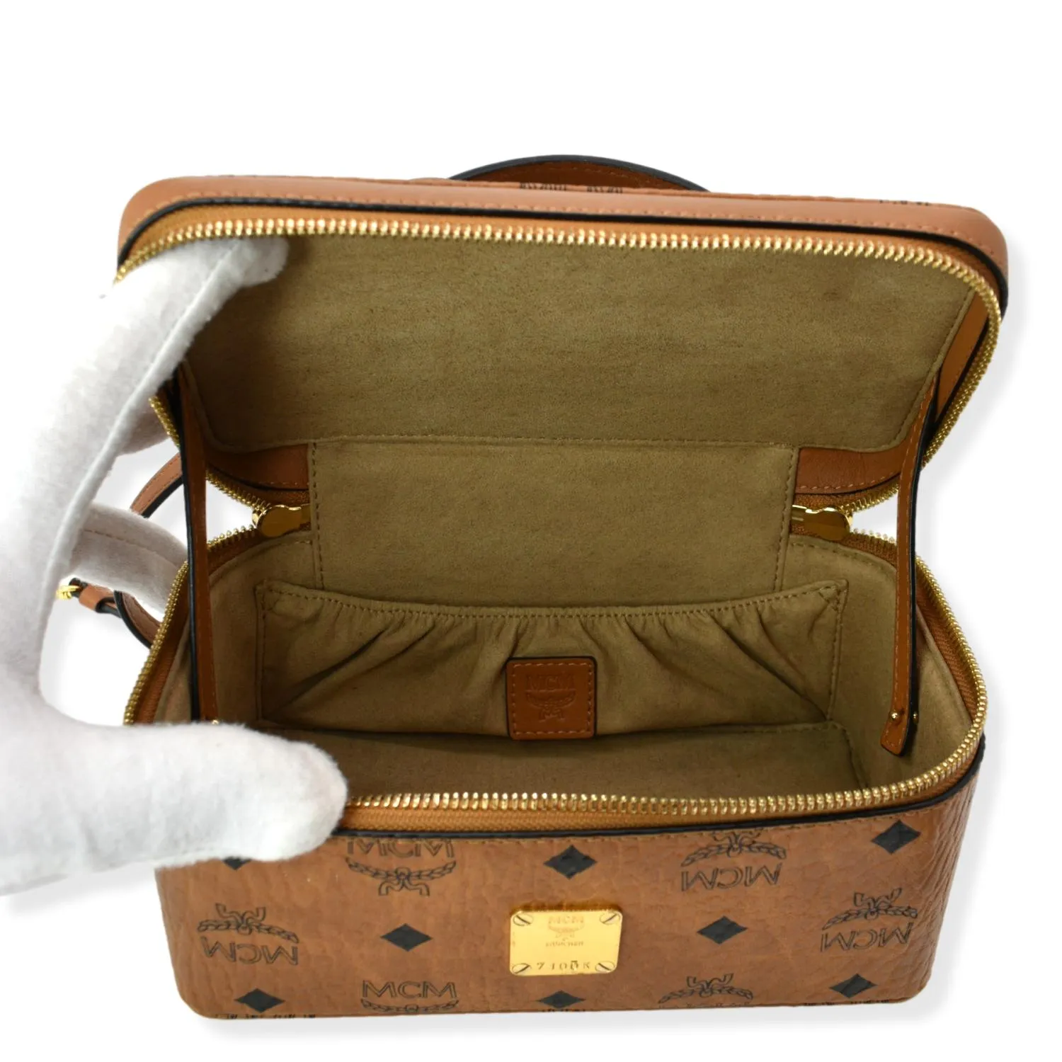 MCM Rockstar Monogram Visetos Vanity Case Cognac
