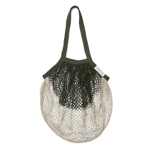 Mesh Tote . Organic Cotton Nuka Bag - Hunter Green / Sandy