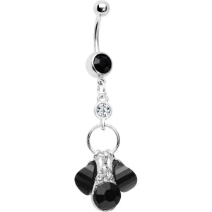 Midnight Tears Black Gem Hoop Dangle Belly Ring