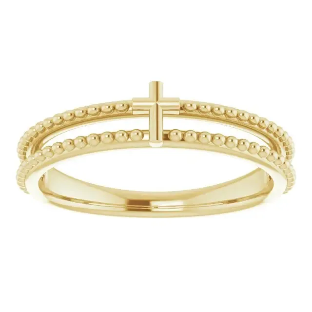 Milgrain Mini Cross Ring