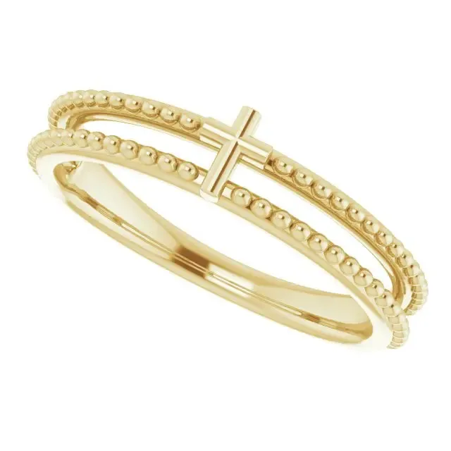 Milgrain Mini Cross Ring
