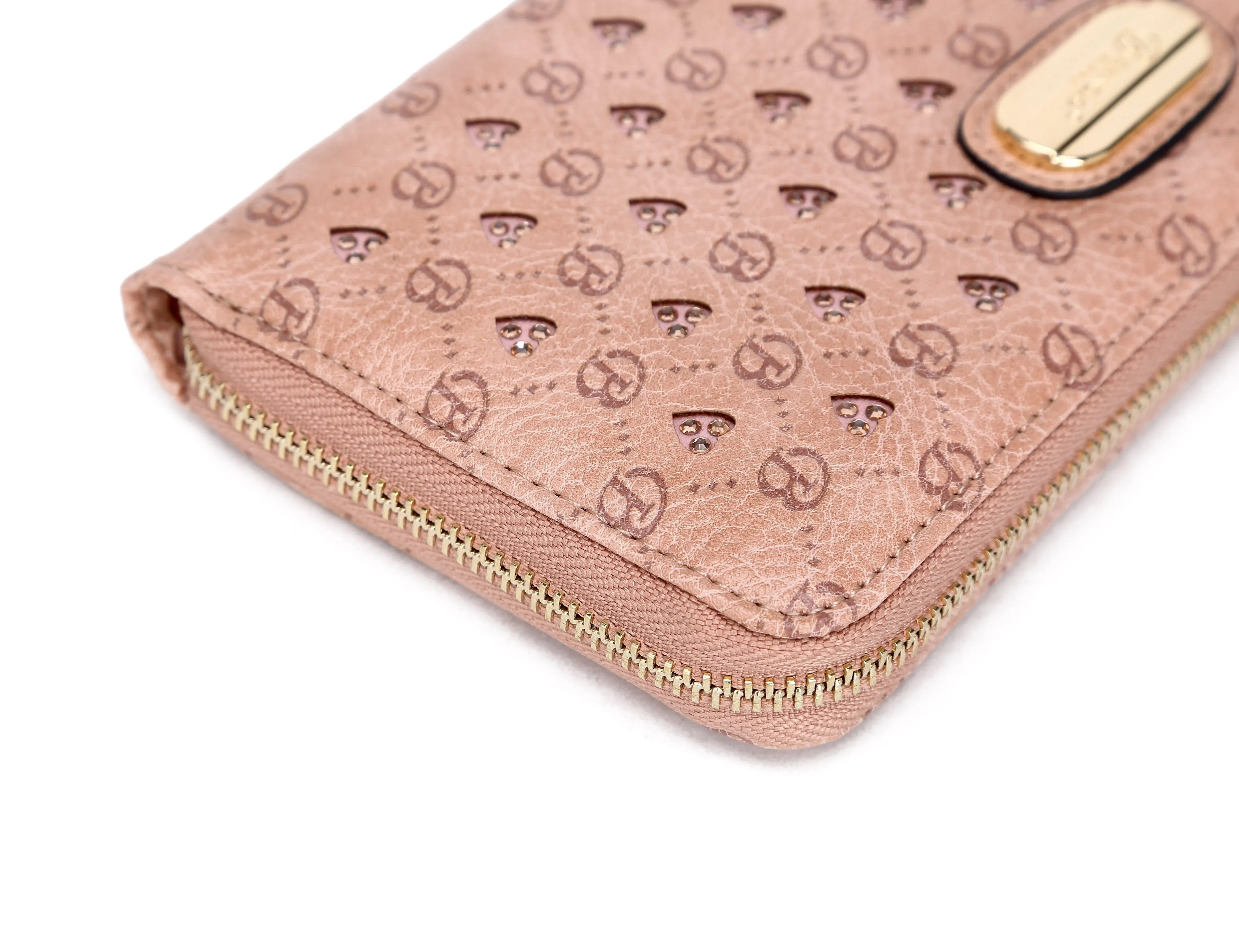 Millionaire Vegan Leather  Gem Crystal Wristlet Wallet [ROW8368]