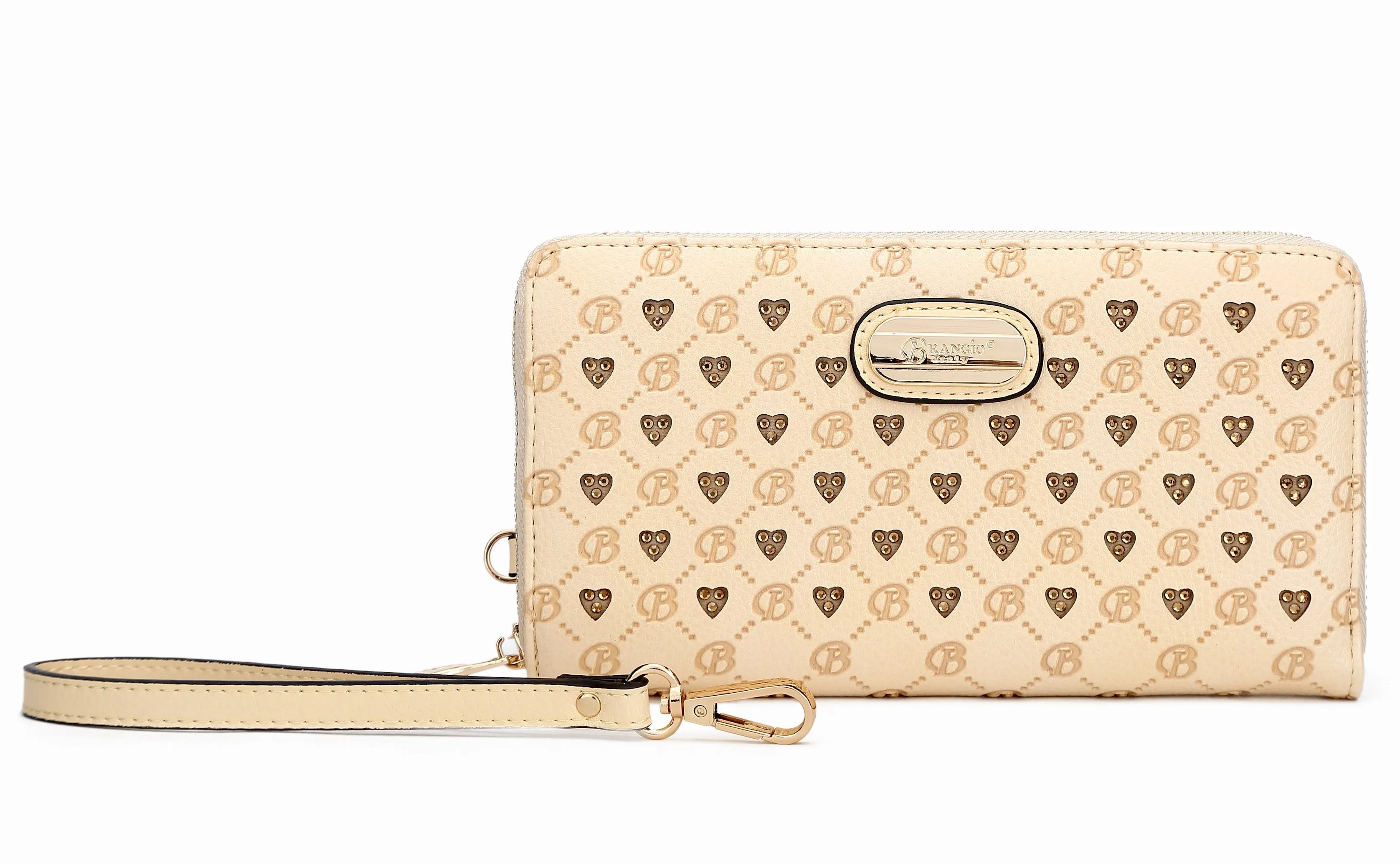 Millionaire Vegan Leather  Gem Crystal Wristlet Wallet [ROW8368]