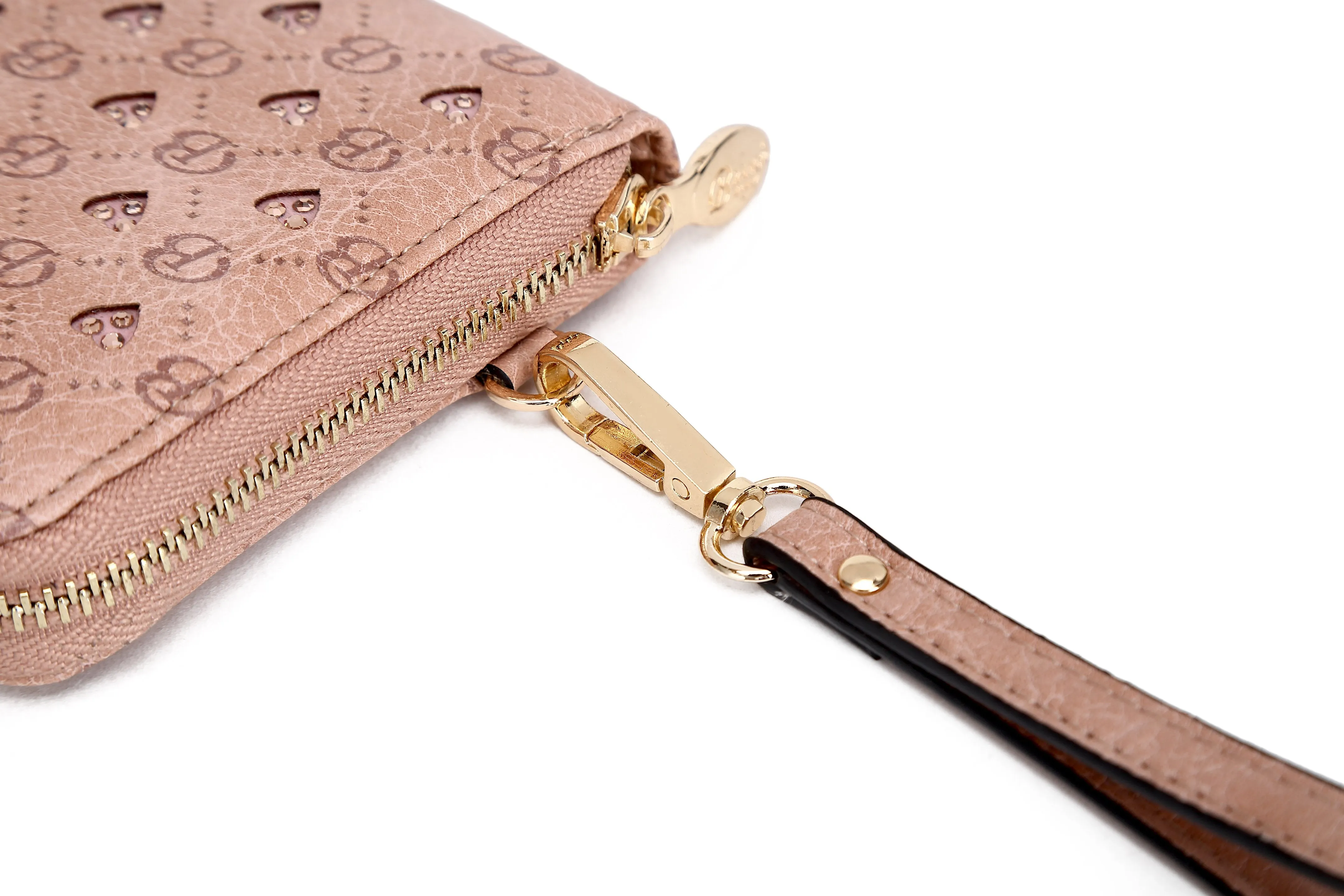 Millionaire Vegan Leather  Gem Crystal Wristlet Wallet [ROW8368]
