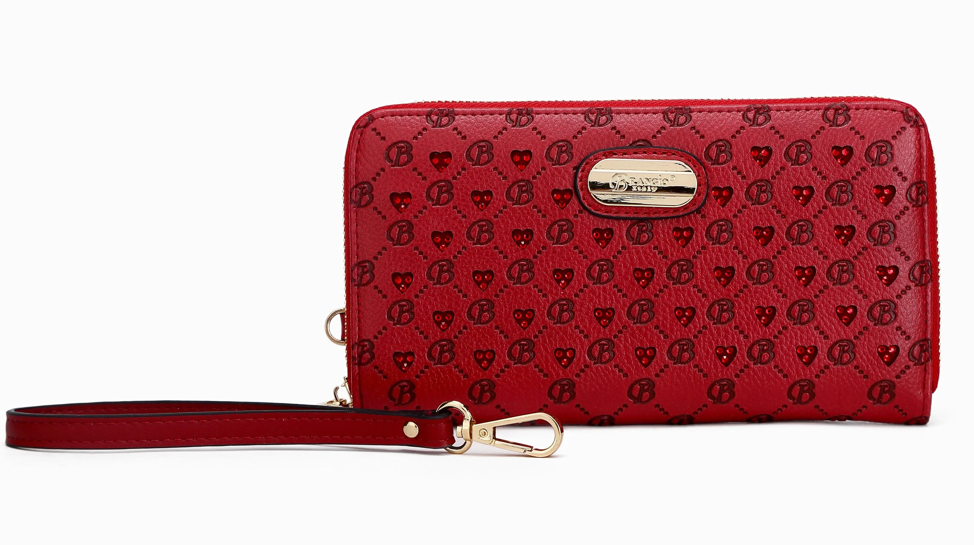 Millionaire Vegan Leather  Gem Crystal Wristlet Wallet [ROW8368]