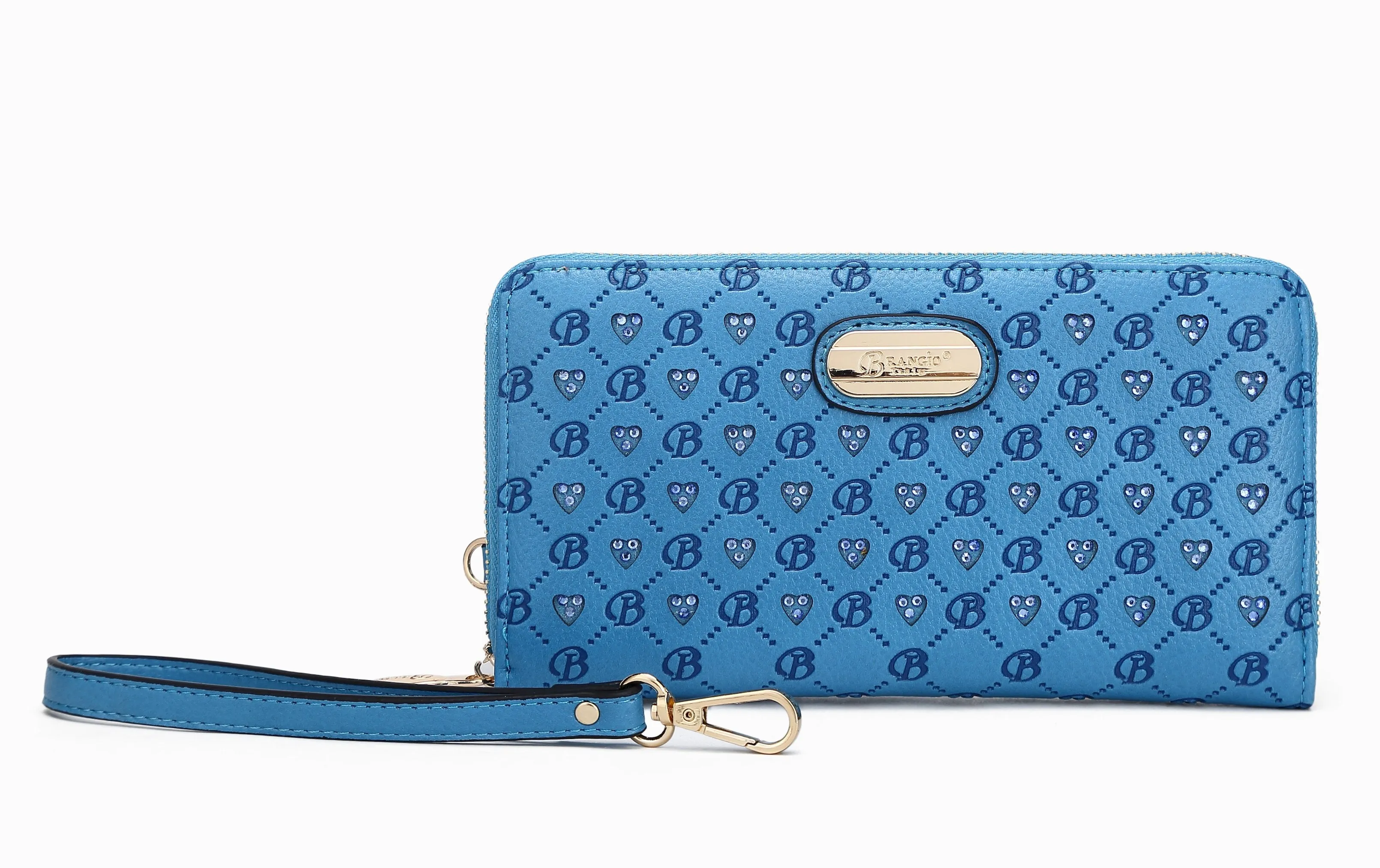 Millionaire Vegan Leather  Gem Crystal Wristlet Wallet [ROW8368]
