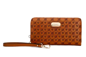 Millionaire Vegan Leather  Gem Crystal Wristlet Wallet [ROW8368]