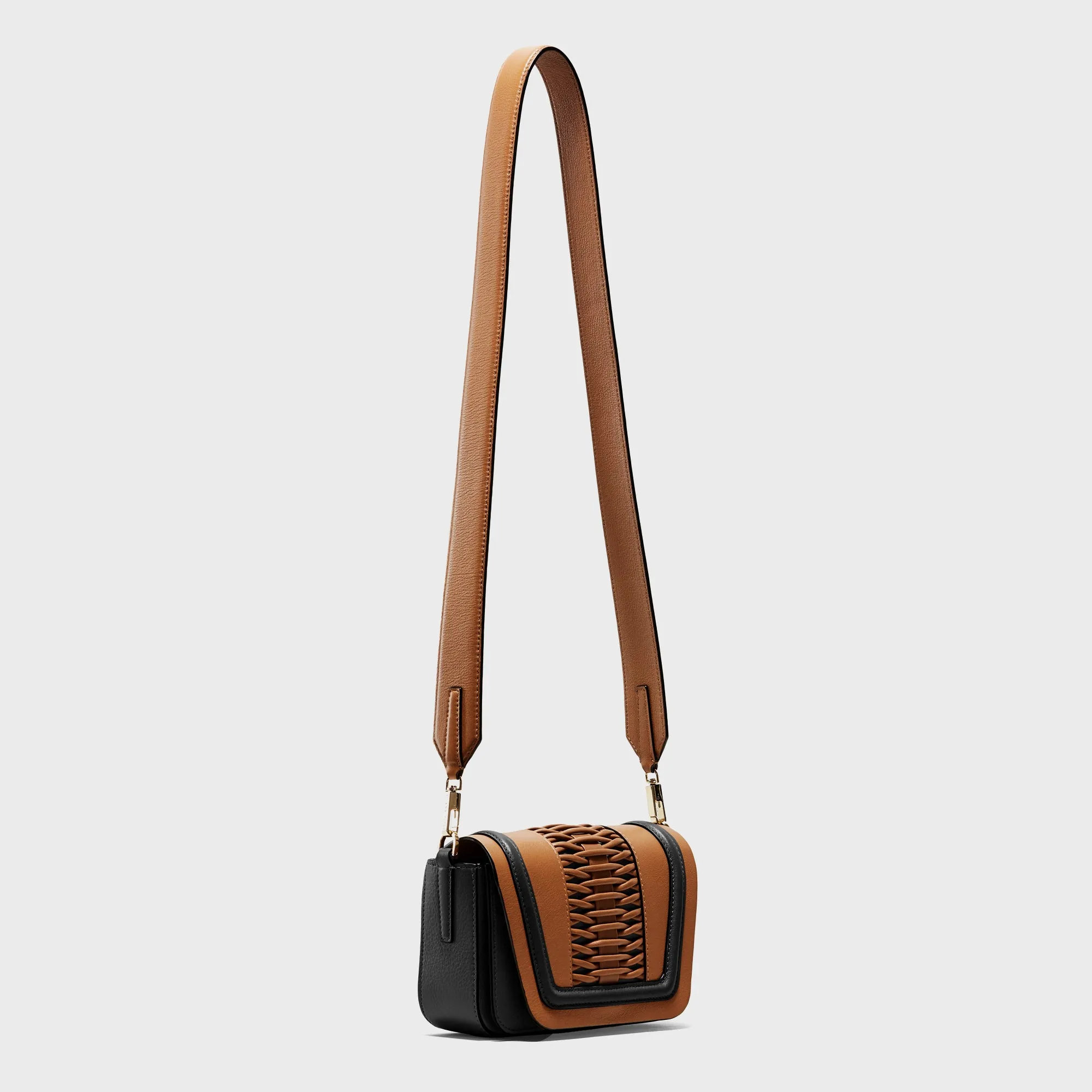 Mini Eugenia braided camel/black crossbody