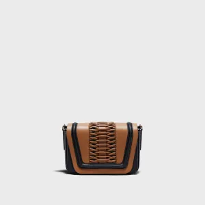 Mini Eugenia braided camel/black crossbody