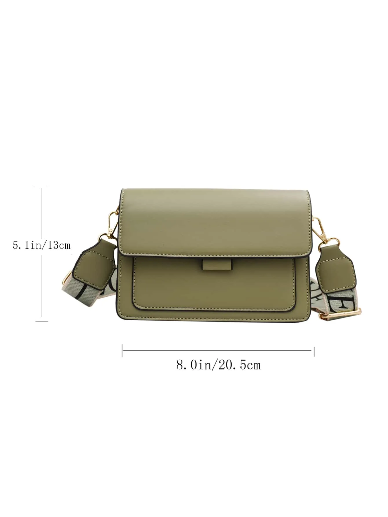 Mini Letter Graphic Strap Flap Hobo Bag - Green