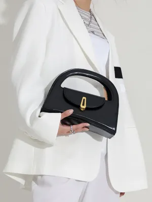 Mini Metal Decor Baguette Bag - Black
