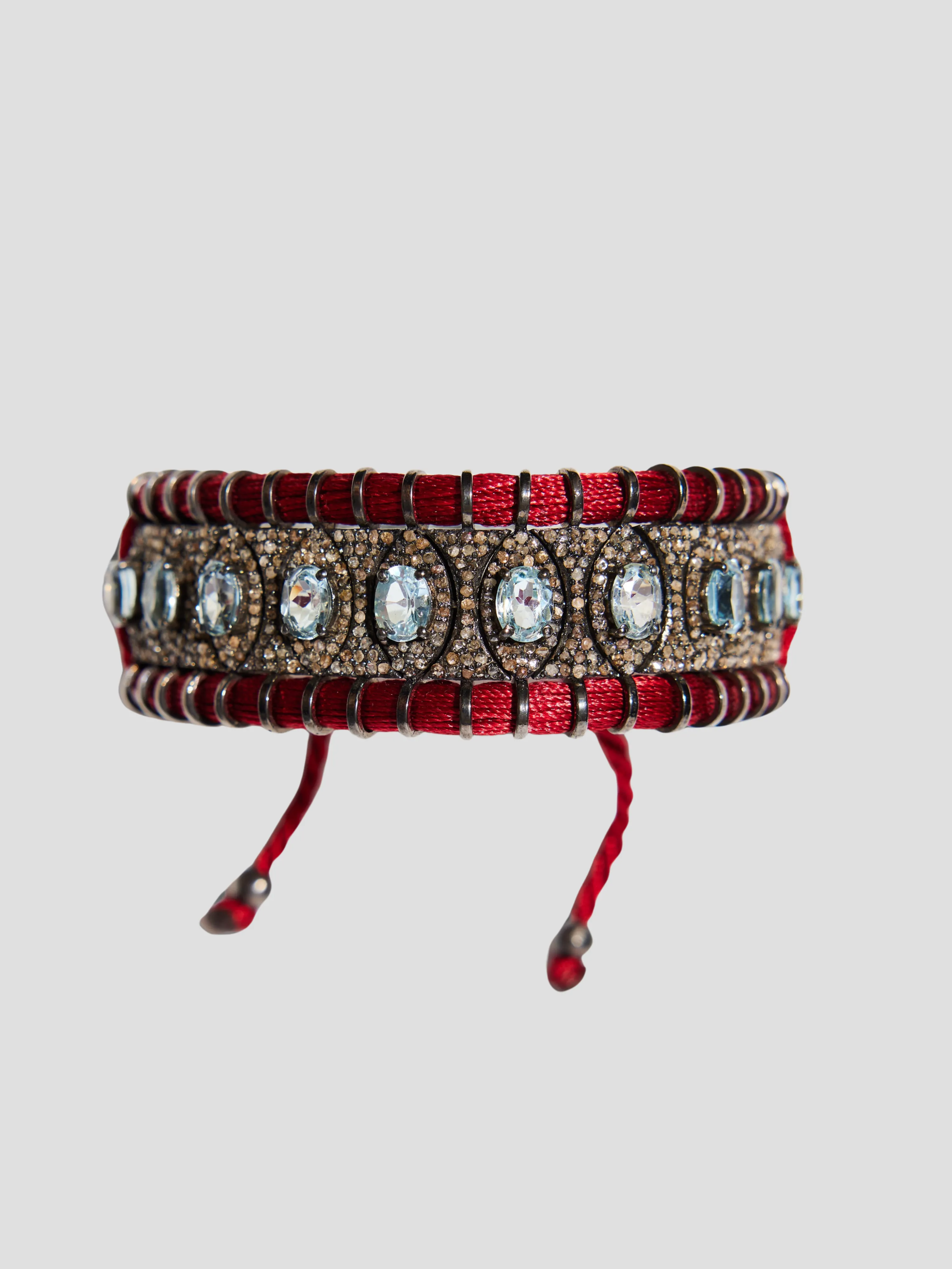 Mini Moon Bracelet in Blue Topaz/Oxblood