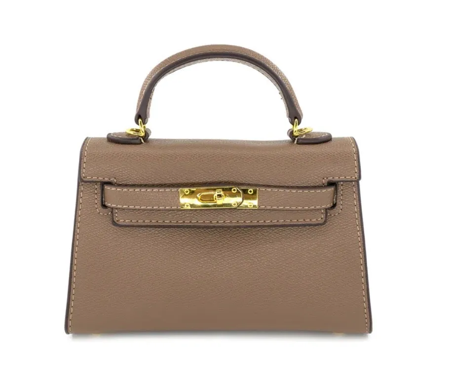 Mini Vegan Textured Leather Birkin Handbag