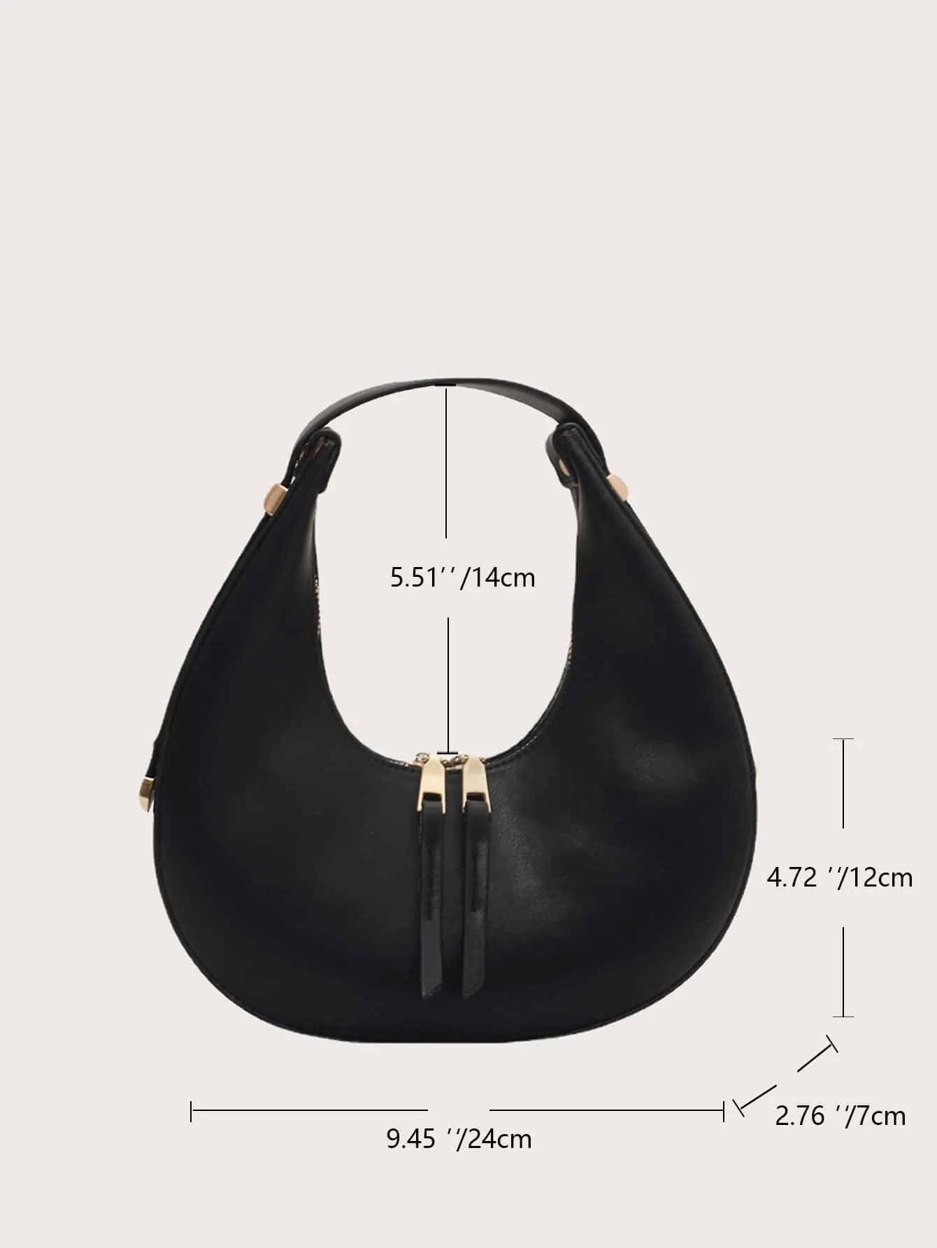 Minimalist Top Handle Baguette Bag - Black