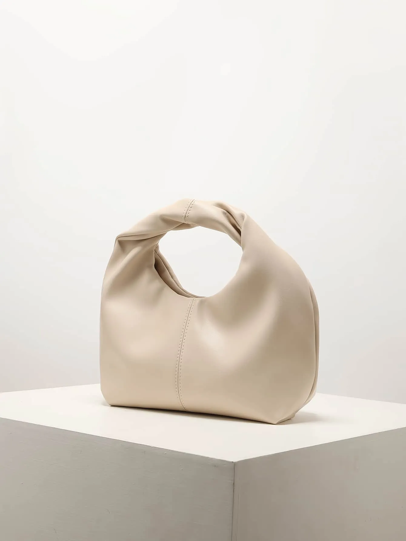 Minimalist Top Handle Hobo Bag - Apricot