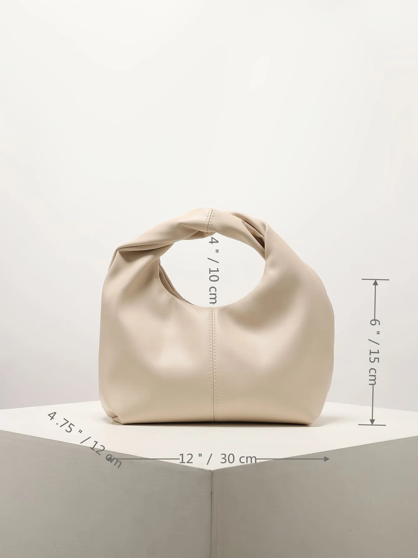 Minimalist Top Handle Hobo Bag - Apricot