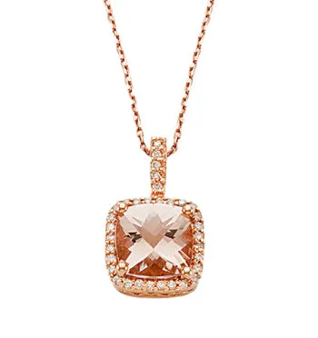 Morganite and Diamonds Pendant Necklace