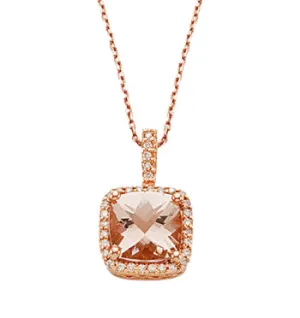 Morganite and Diamonds Pendant Necklace