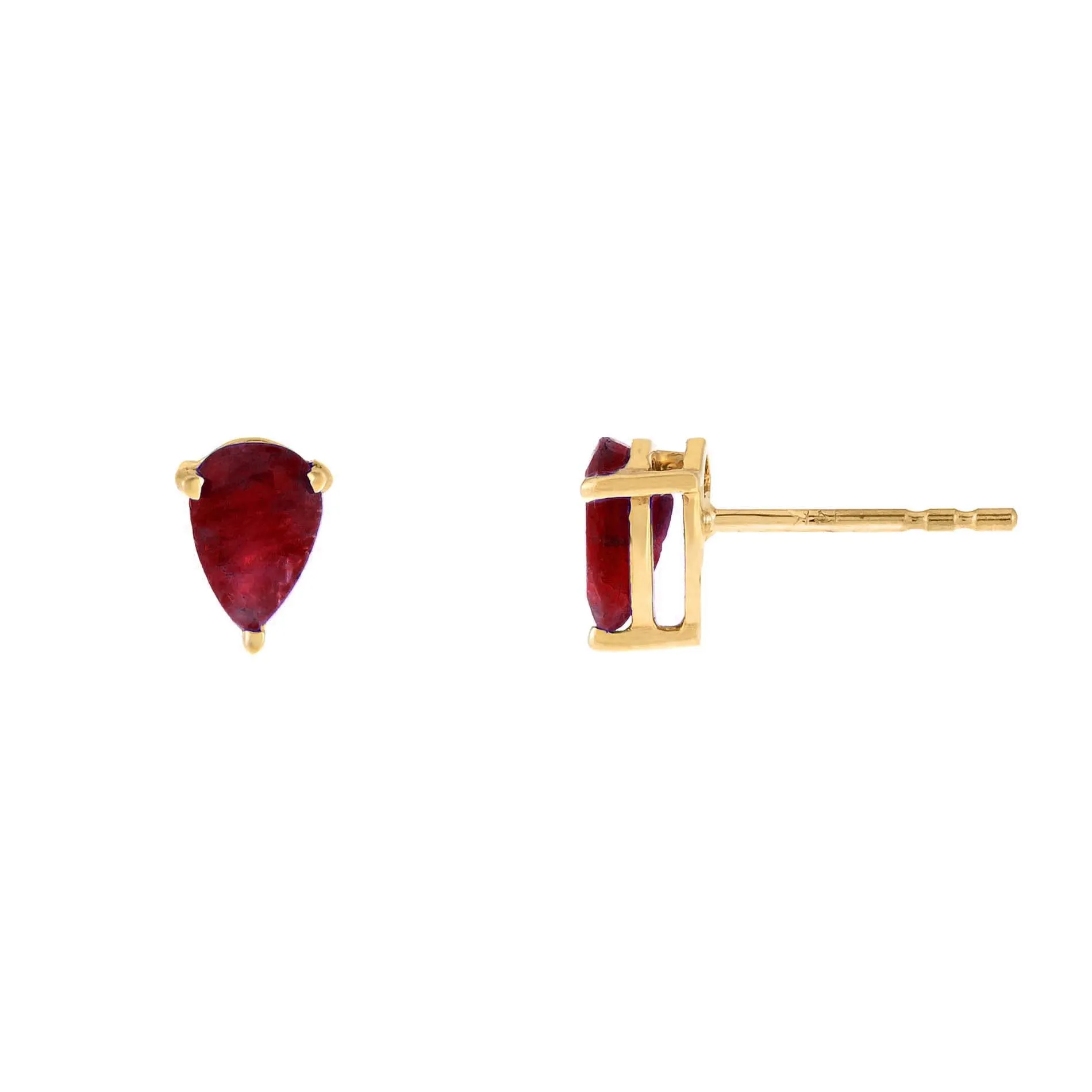 Multi-Color Gemstone Teardrop Stud Earring 14K