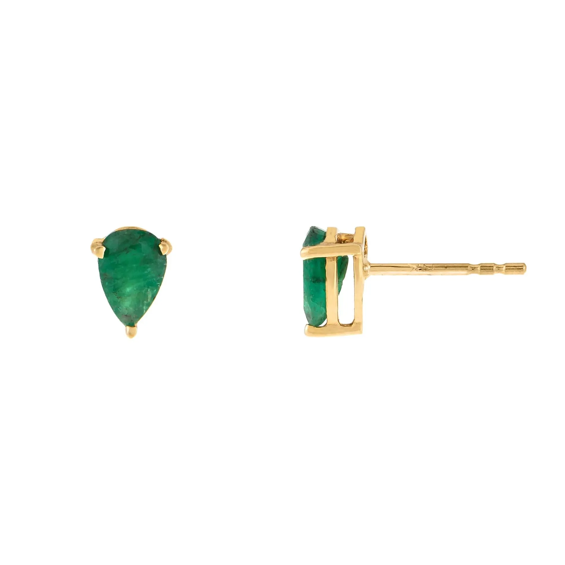 Multi-Color Gemstone Teardrop Stud Earring 14K