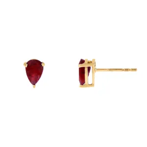 Multi-Color Gemstone Teardrop Stud Earring 14K