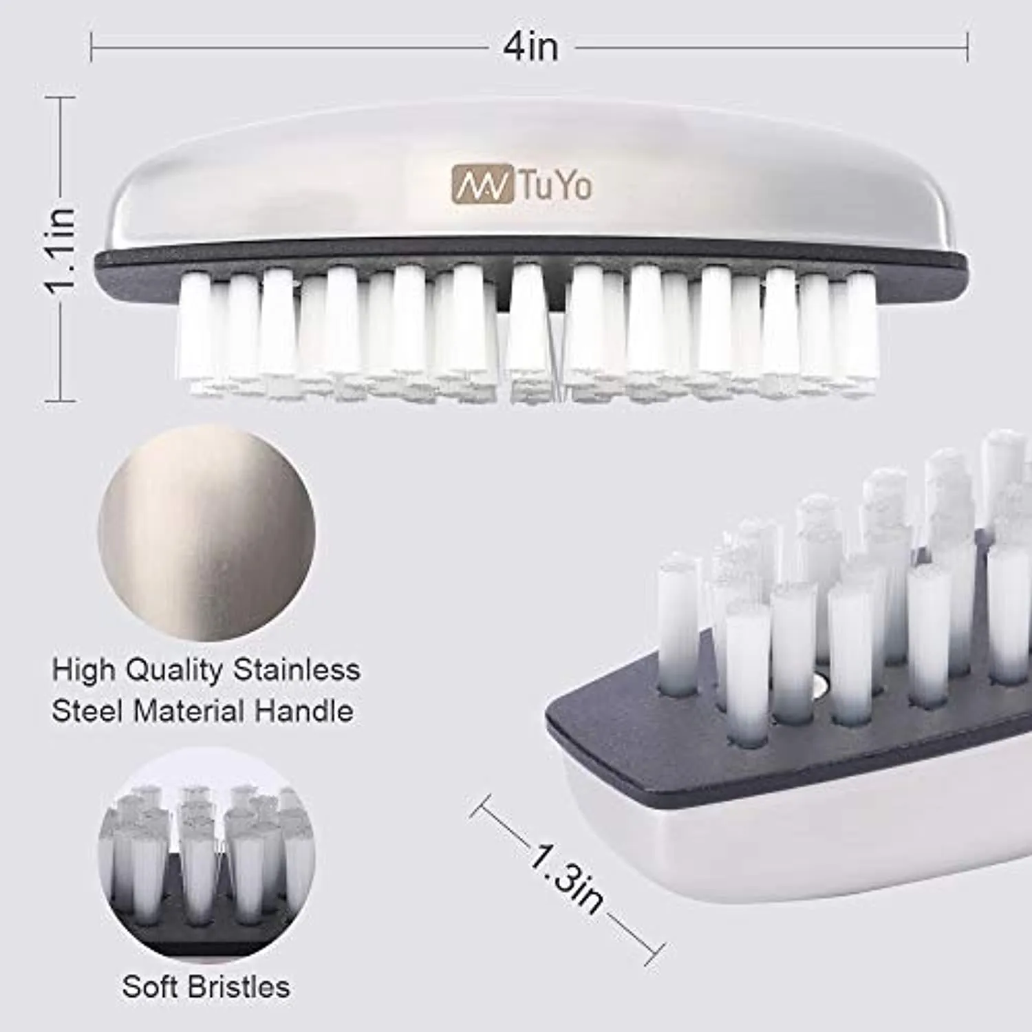 Nail Brush for Cleaning, Fingernail Brush Nail Cleaner Tool, Stainless Steel Hand Finger Toes Brush, Pedicure Nail Scrubber by NANTuYo