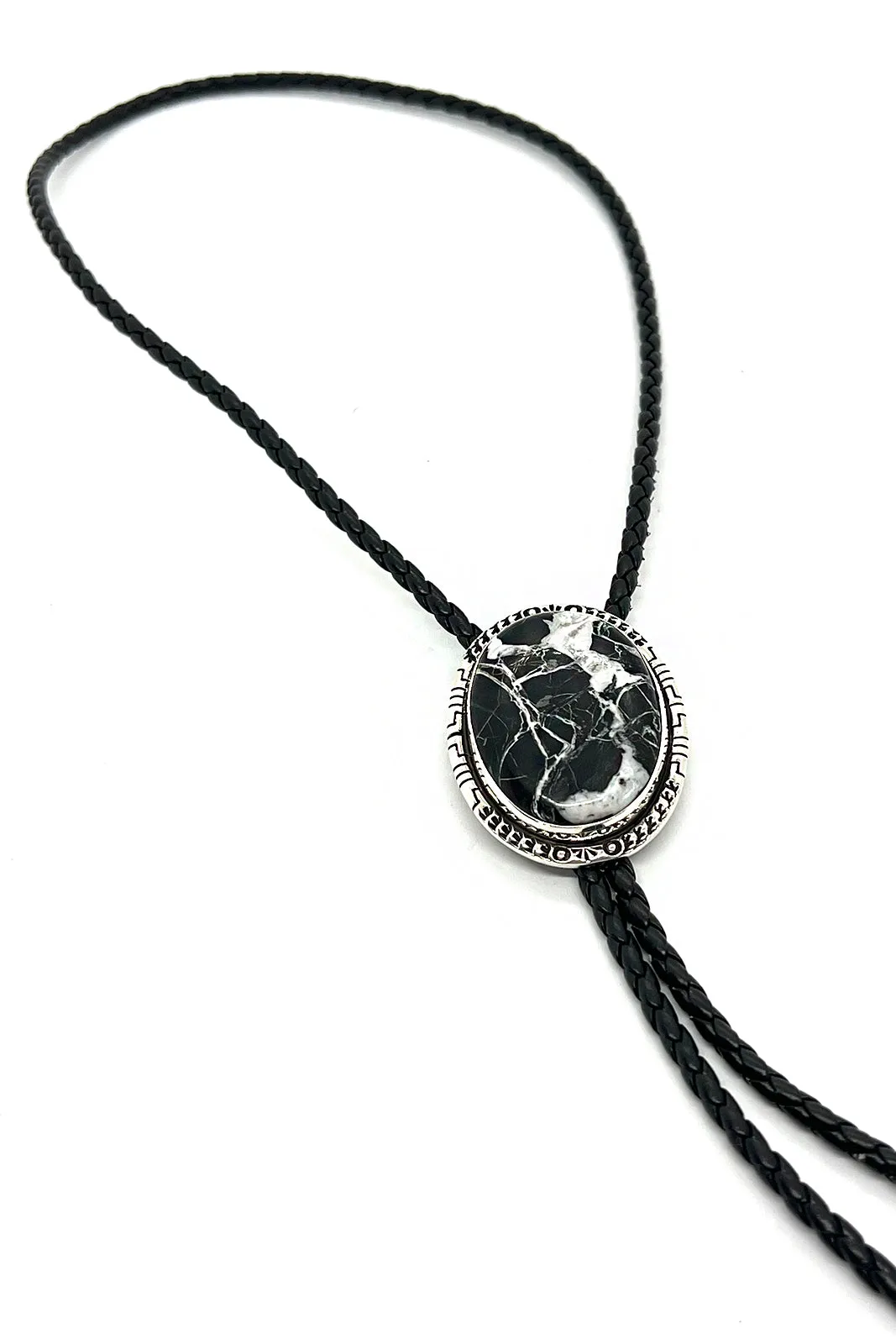 Navajo White Buffalo Bolo Tie