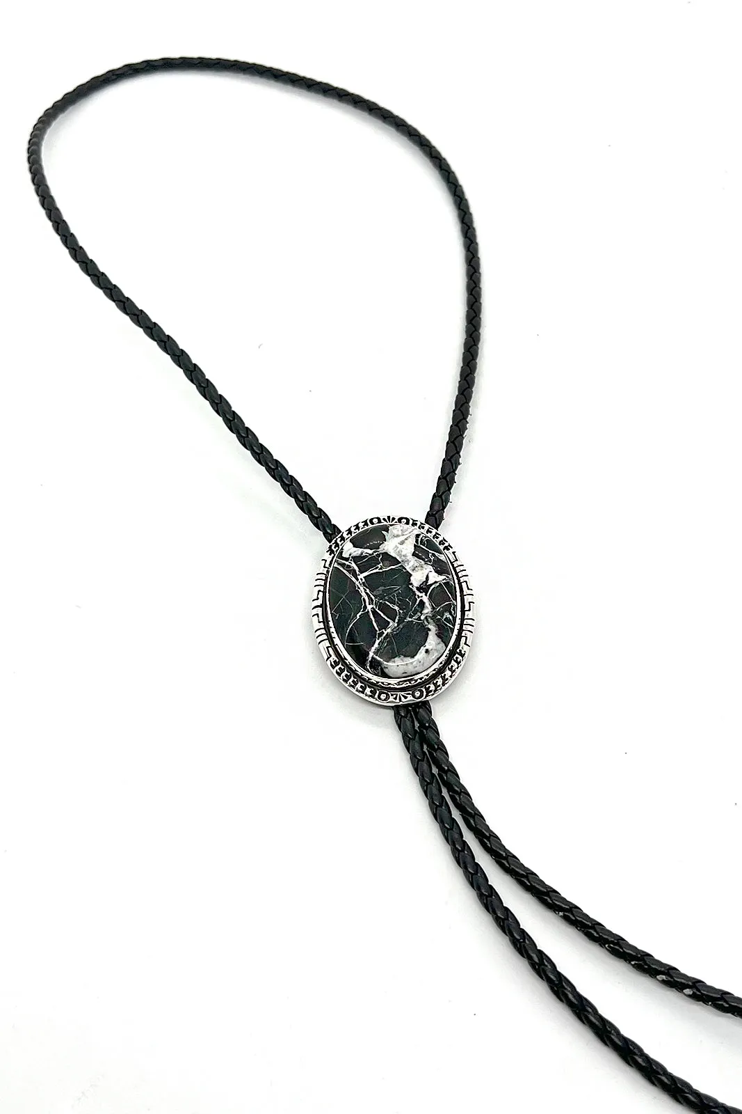 Navajo White Buffalo Bolo Tie