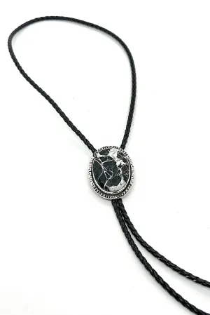 Navajo White Buffalo Bolo Tie