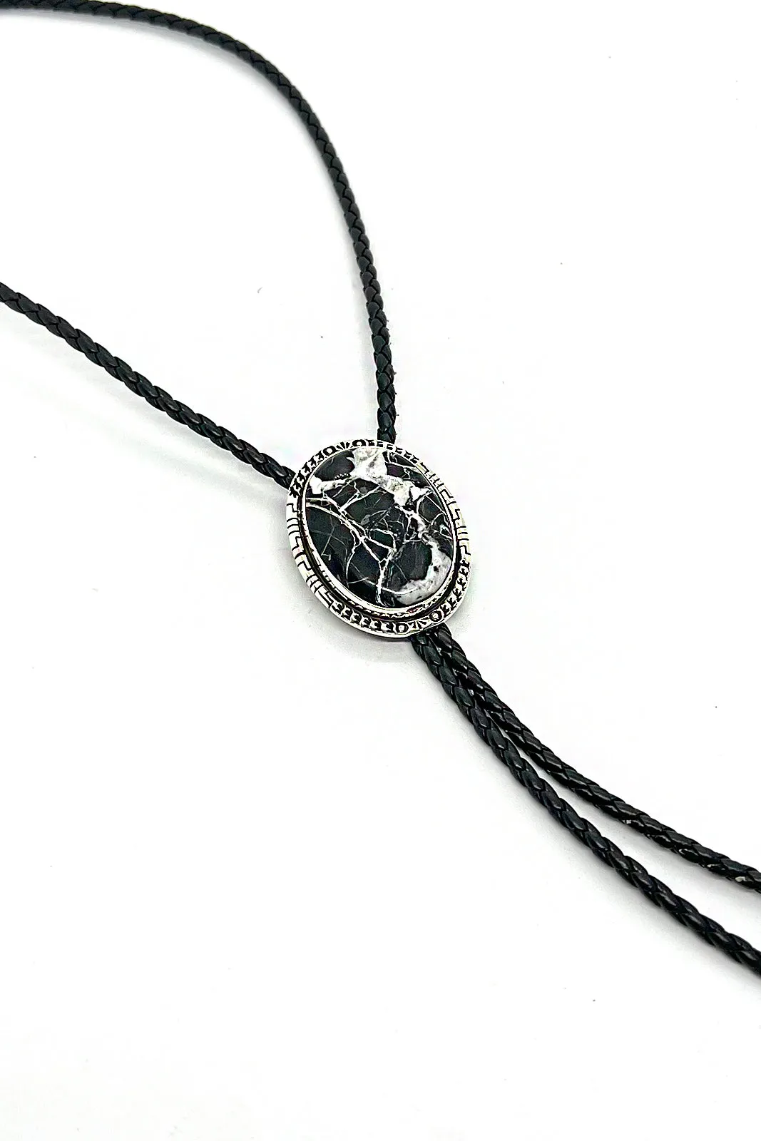 Navajo White Buffalo Bolo Tie