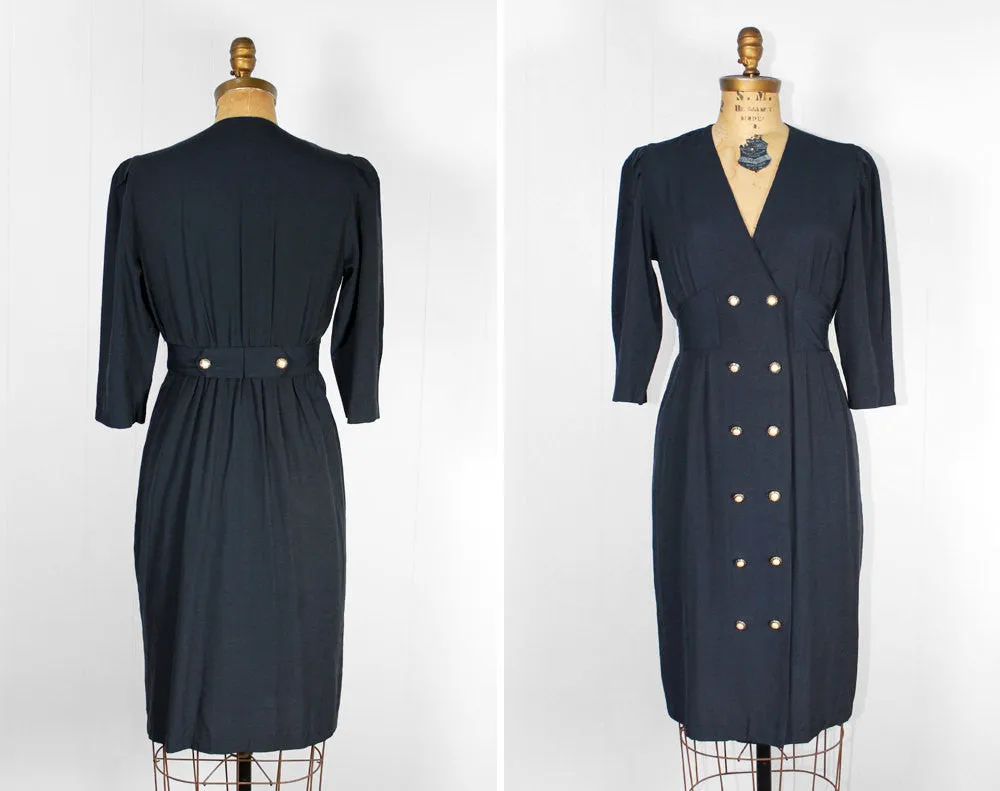 Navy Blue Secretary Dress - Size S