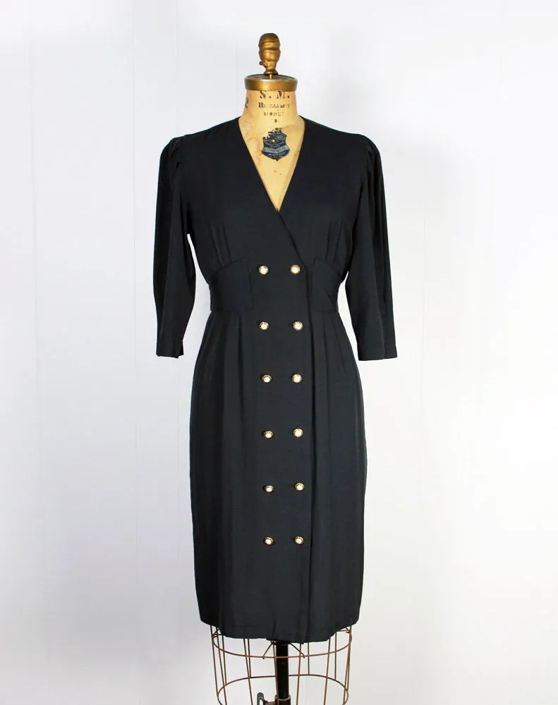 Navy Blue Secretary Dress - Size S