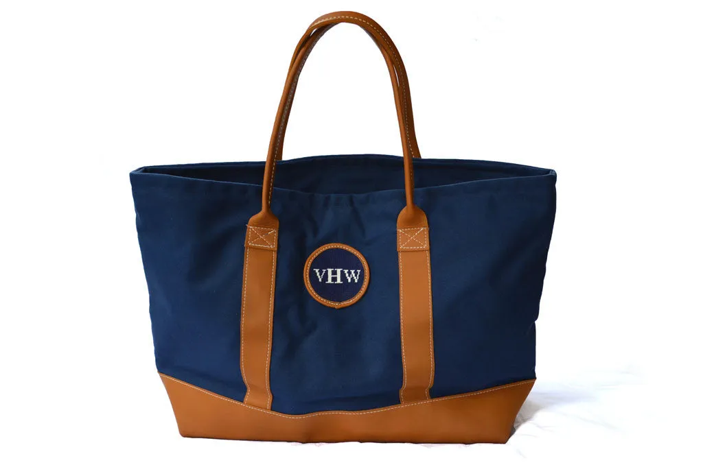 Navy Monogram Tote