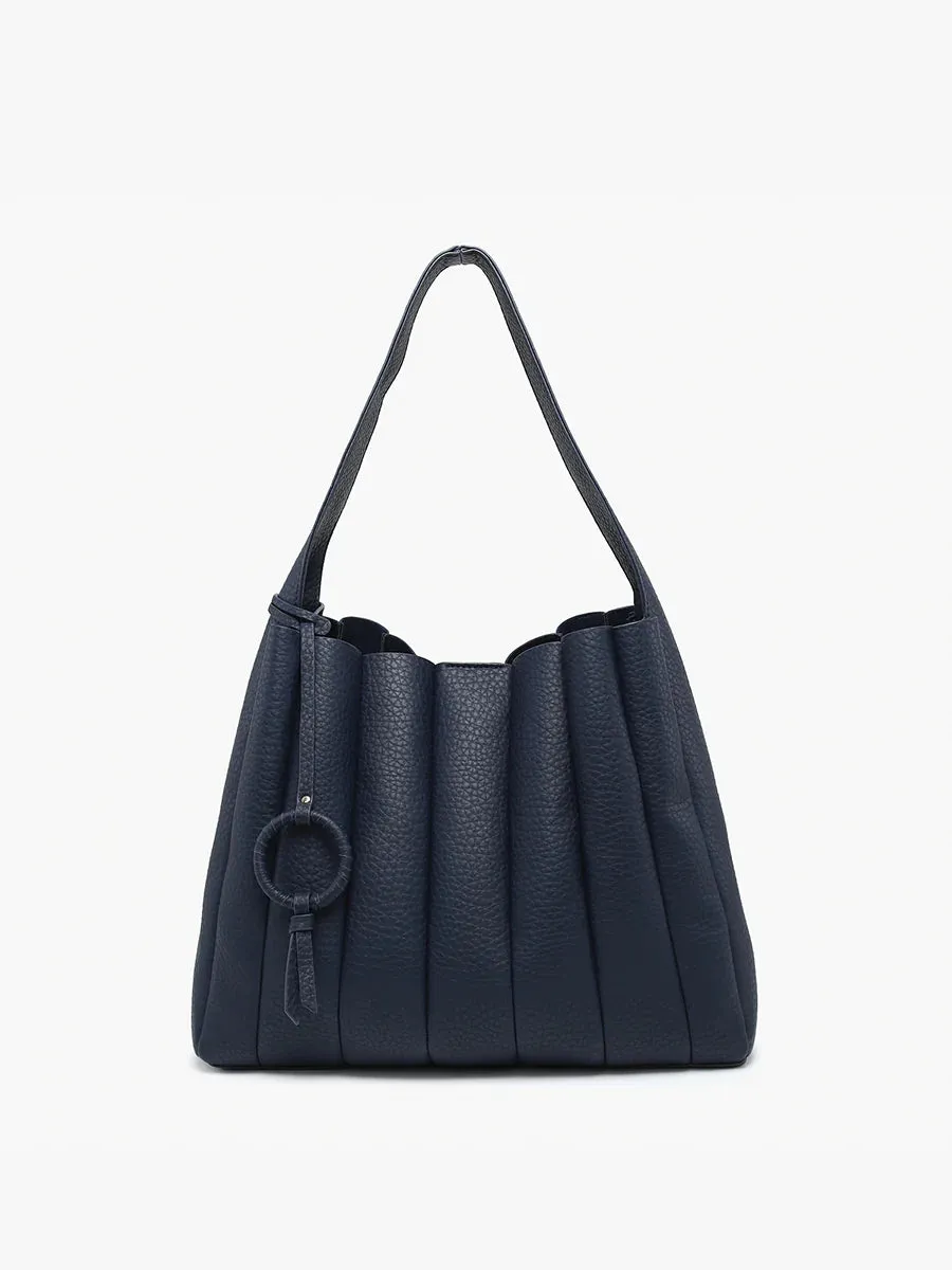 Navy Pleated Tote