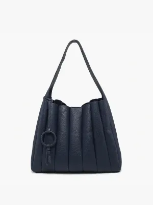 Navy Pleated Tote