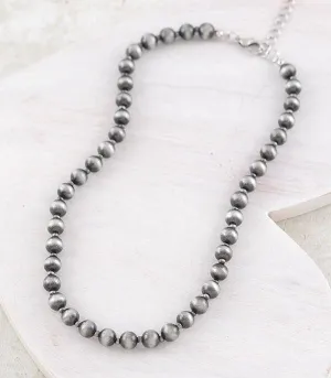 Naylor Fashion Alternating 8mm Silver Navajo Pearl & Bead Necklace - 18"