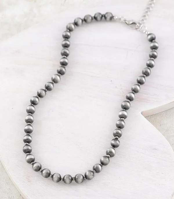 Naylor Fashion Alternating 8mm Silver Navajo Pearl & Bead Necklace - 18"