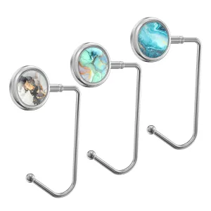 New Aiawoxc Purse Hooks for Table, Set of 3 Metal Purse Hanger Handbag Holder for Women and Girls (3-Ink Marble)