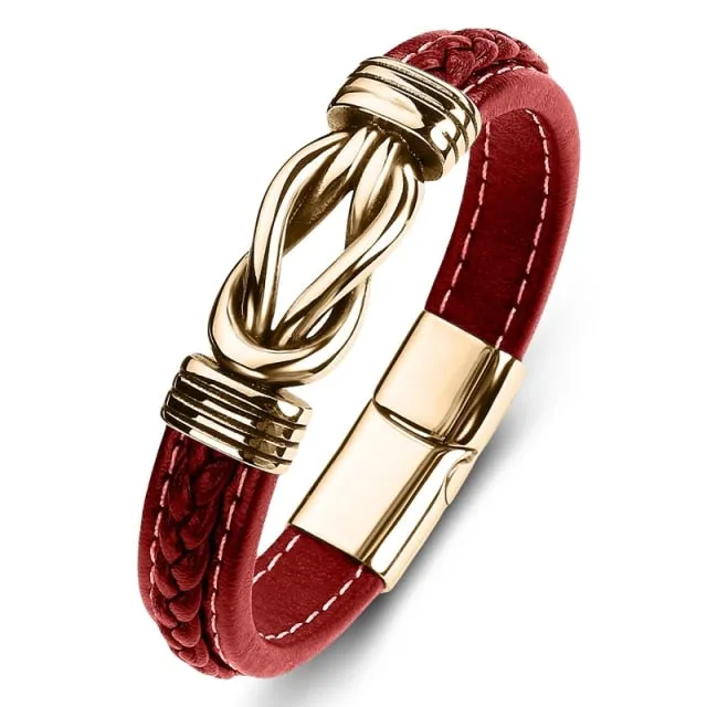 New Classic Men Bracelet Leather Stainless Steel Charm High Quality