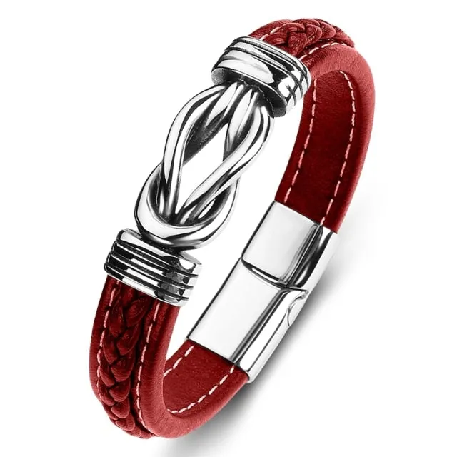 New Classic Men Bracelet Leather Stainless Steel Charm High Quality