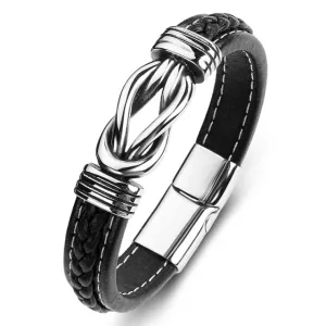 New Classic Men Bracelet Leather Stainless Steel Charm High Quality