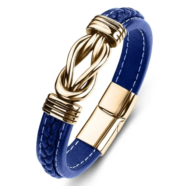 New Classic Men Bracelet Leather Stainless Steel Charm High Quality