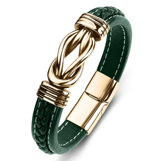 New Classic Men Bracelet Leather Stainless Steel Charm High Quality