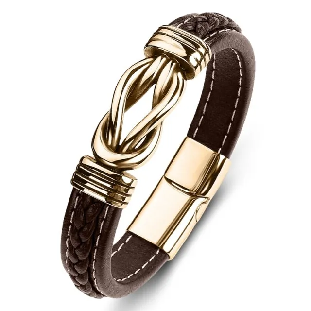 New Classic Men Bracelet Leather Stainless Steel Charm High Quality